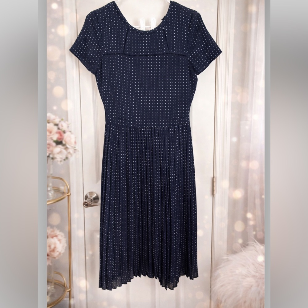 Banana Republic Navy and White Midi Dress Size 2